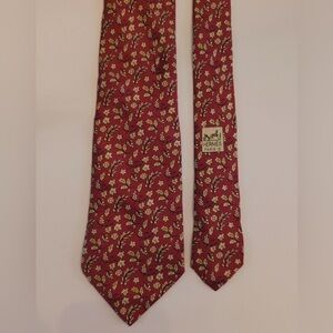 Hermes Tie Made In France 100% Silk Red Garnet (no Box) 60"x3.5"